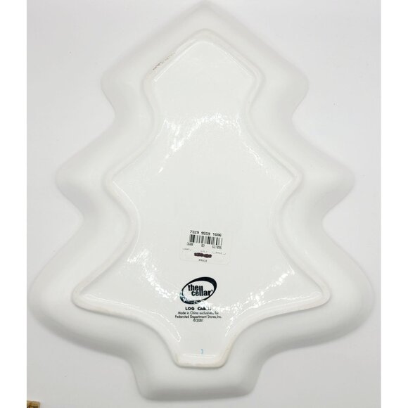 The Cellar Log Cabin Christmas 13" Tree Shaped Holiday Serving Dish 2001 Macys - Picture 8 of 10